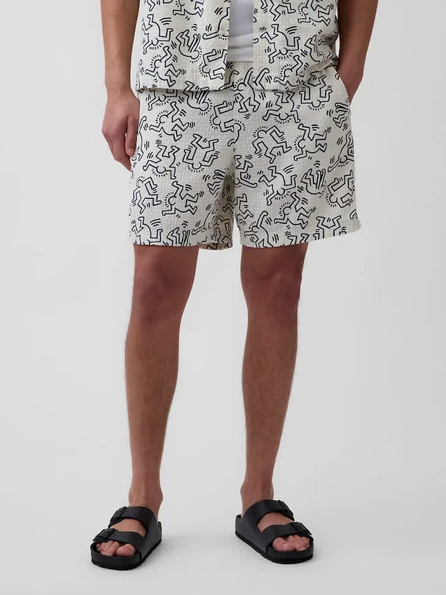 Keith Haring strukturierte Easy-Shorts
