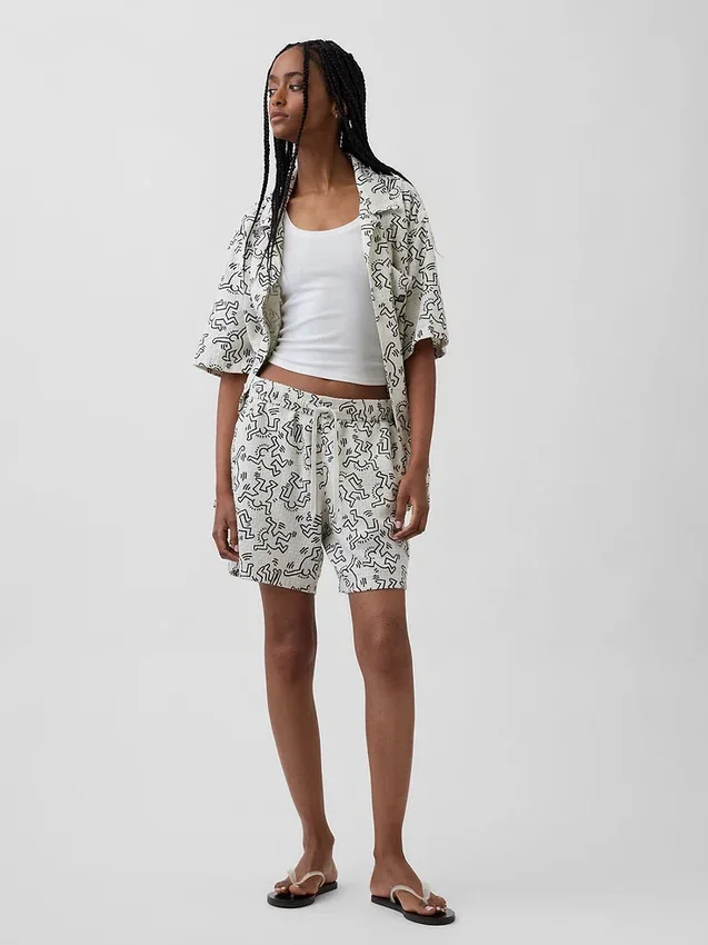Keith Haring strukturierte Easy-Shorts