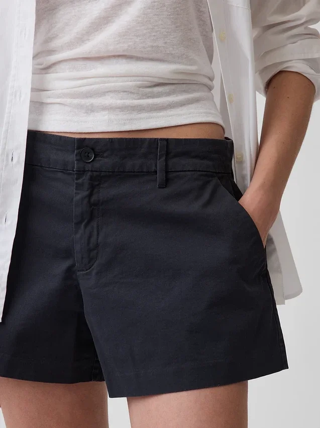 Khaki-Shorts mit mittlerer Leibhöhe