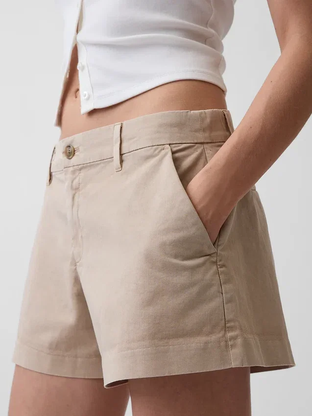 Khaki-Shorts mit mittlerer Leibhöhe
