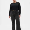 Khakihose mit niedriger Leibhöhe und lockerem Flare-Schnitt