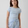 Kind-T-Shirt aus Pointelle-Rippstrick mit tailliertem Schnitt