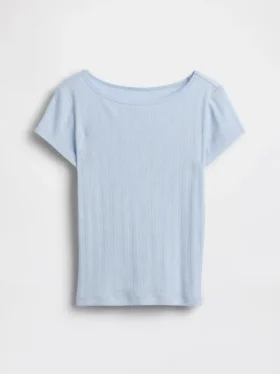 Kind-T-Shirt aus Pointelle-Rippstrick mit tailliertem Schnitt