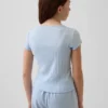 Kind-T-Shirt aus Pointelle-Rippstrick mit tailliertem Schnitt