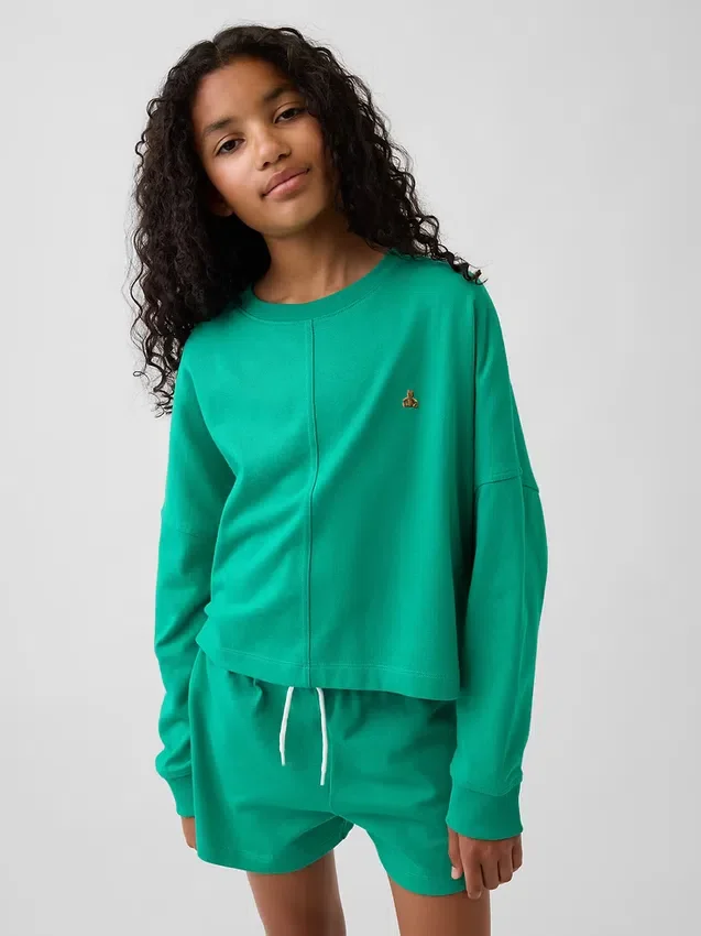 Kind-T-Shirt aus schwerem Stoff mit Oversize-Passform und Naht