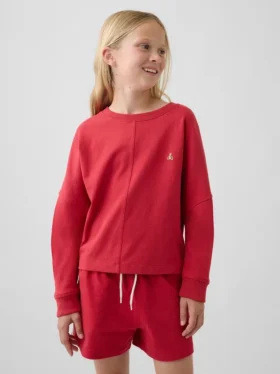 Kind-T-Shirt aus schwerem Stoff mit Oversize-Passform und Naht