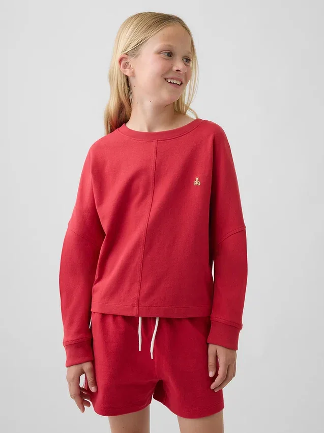 Kind-T-Shirt aus schwerem Stoff mit Oversize-Passform und Naht