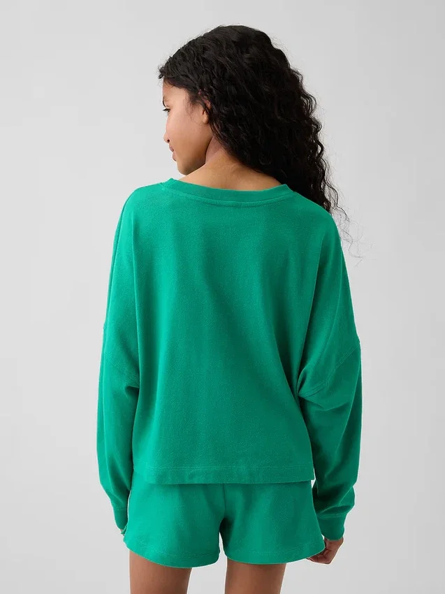 Kind-T-Shirt aus schwerem Stoff mit Oversize-Passform und Naht