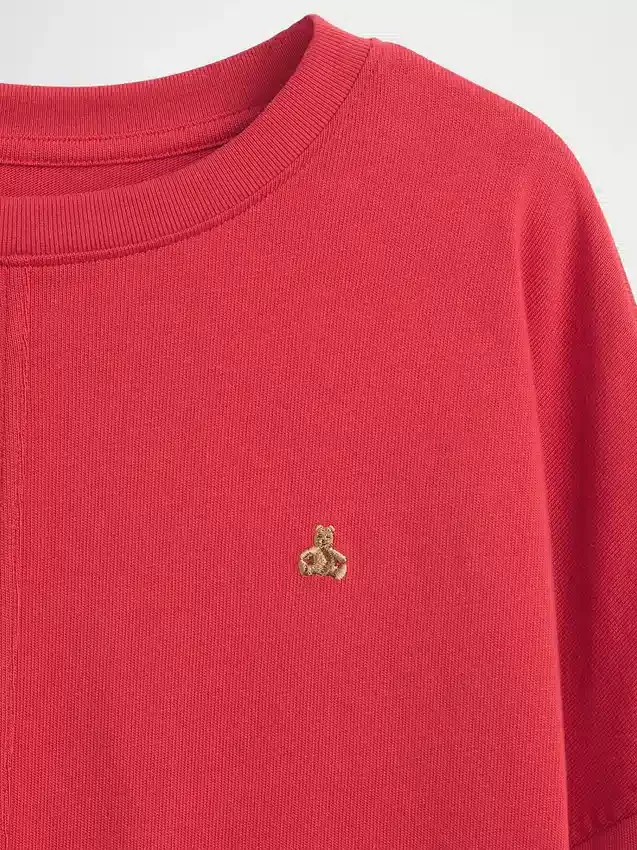 Kind-T-Shirt aus schwerem Stoff mit Oversize-Passform und Naht