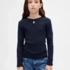 Kind-T-Shirt mit Schlüssellochausschnitt und Schleife