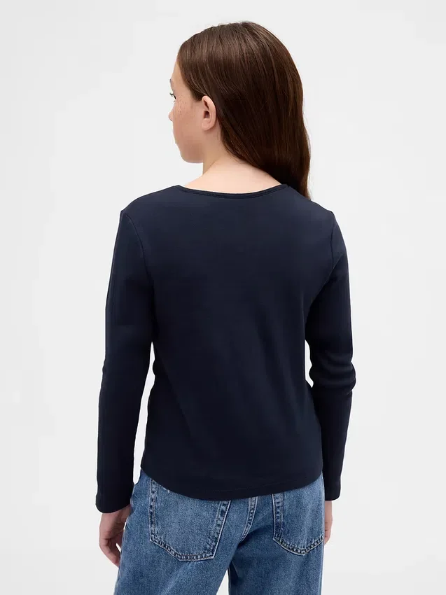 Kind-T-Shirt mit Schlüssellochausschnitt und Schleife