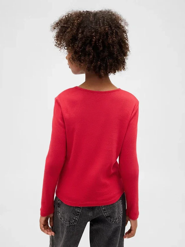 Kind-T-Shirt mit Schlüssellochausschnitt und Schleife