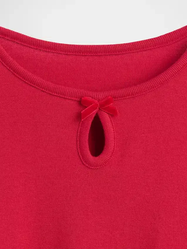 Kind-T-Shirt mit Schlüssellochausschnitt und Schleife