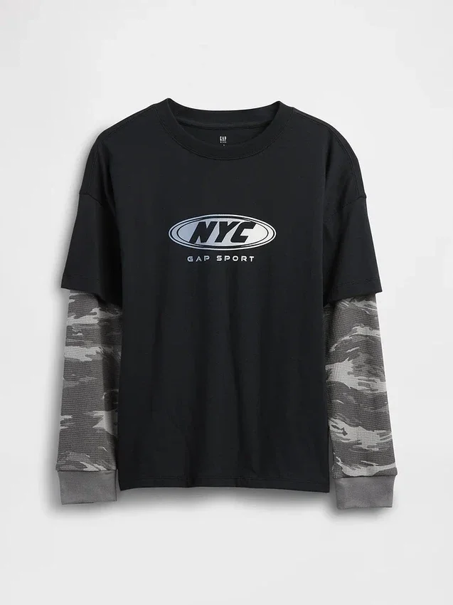 Kinder-2-in-1-T-Shirt mit Grafik-Logo
