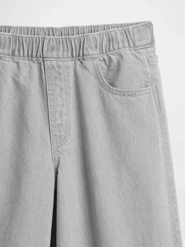 Kinder-Baggy-Jeans mit niedriger Leibhöhe, Schleife und gespaltenem Saum