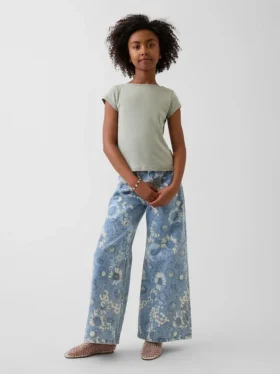 Kinder-Baggy-Jeans mit niedriger Leibhöhe und Blumenmuster