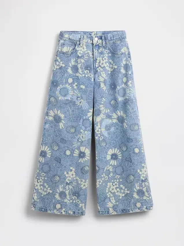 Kinder-Baggy-Jeans mit niedriger Leibhöhe und Blumenmuster