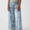 Kinder-Baggy-Jeans mit niedriger Leibhöhe und Blumenmuster