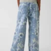 Kinder-Baggy-Jeans mit niedriger Leibhöhe und Blumenmuster