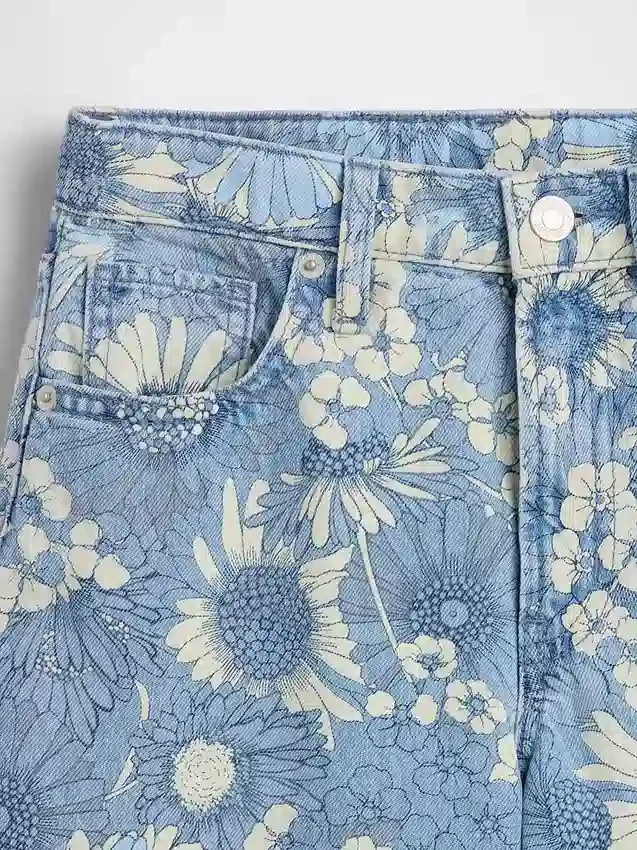 Kinder-Baggy-Jeans mit niedriger Leibhöhe und Blumenmuster