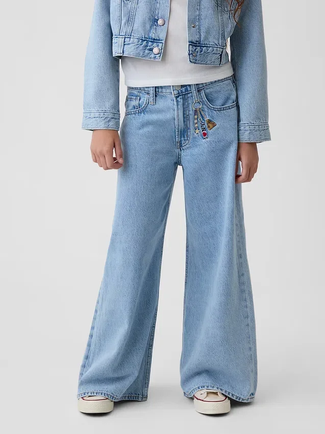 Kinder-Baggy-Jeans mit niedriger Leibhöhe und „I Heart NY“-Stickerei