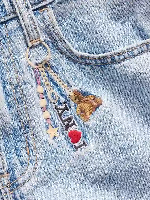 Kinder-Baggy-Jeans mit niedriger Leibhöhe und „I Heart NY“-Stickerei