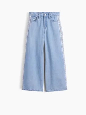 Kinder-Baggy-Jeans mit niedriger Leibhöhe und Spitzenbesatz
