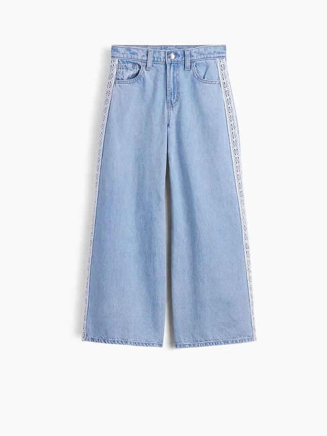 Kinder-Baggy-Jeans mit niedriger Leibhöhe und Spitzenbesatz