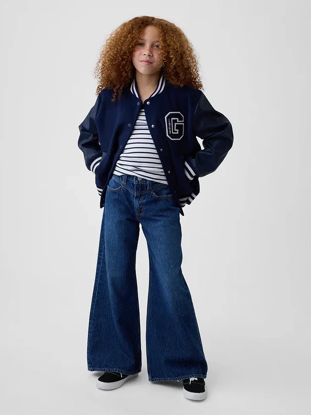 Kinder-Baggy-Jeans mit niedriger Leibhöhe und vorderem Einsatz