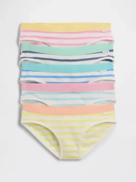 Kinder-Bikini-Slips aus Bio-Stretch-Baumwolle mit Streifen (5er-Pack)
