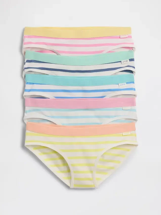 Kinder-Bikini-Slips aus Bio-Stretch-Baumwolle mit Streifen (5er-Pack)