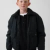 Kinder-Bomberjacke aus Canvas mit Sherpa-Futter