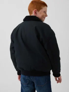 Kinder-Bomberjacke aus Canvas mit Sherpa-Futter