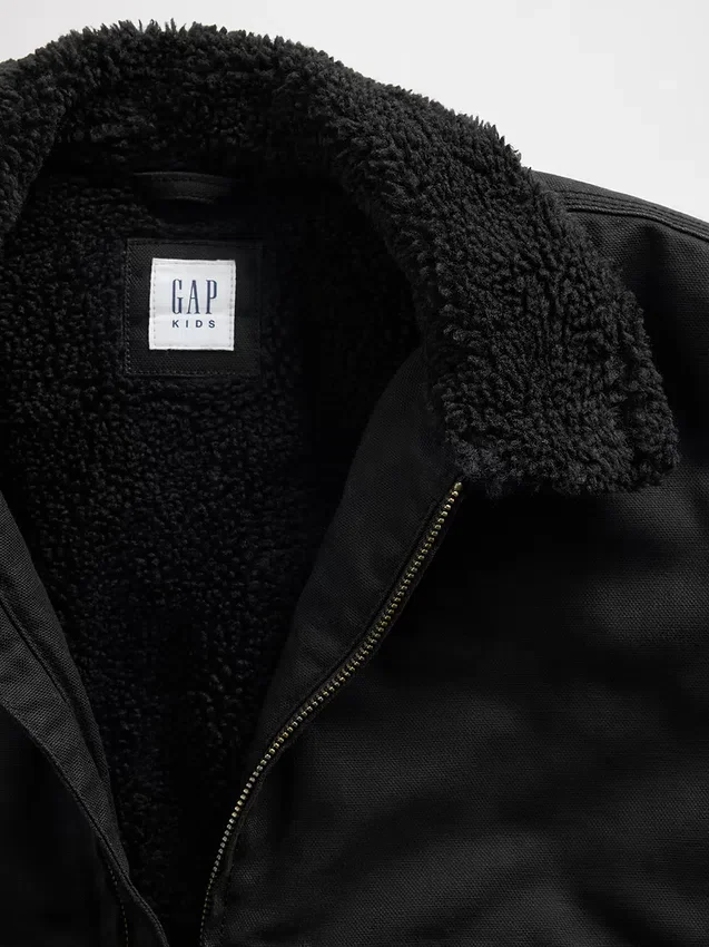 Kinder-Bomberjacke aus Canvas mit Sherpa-Futter