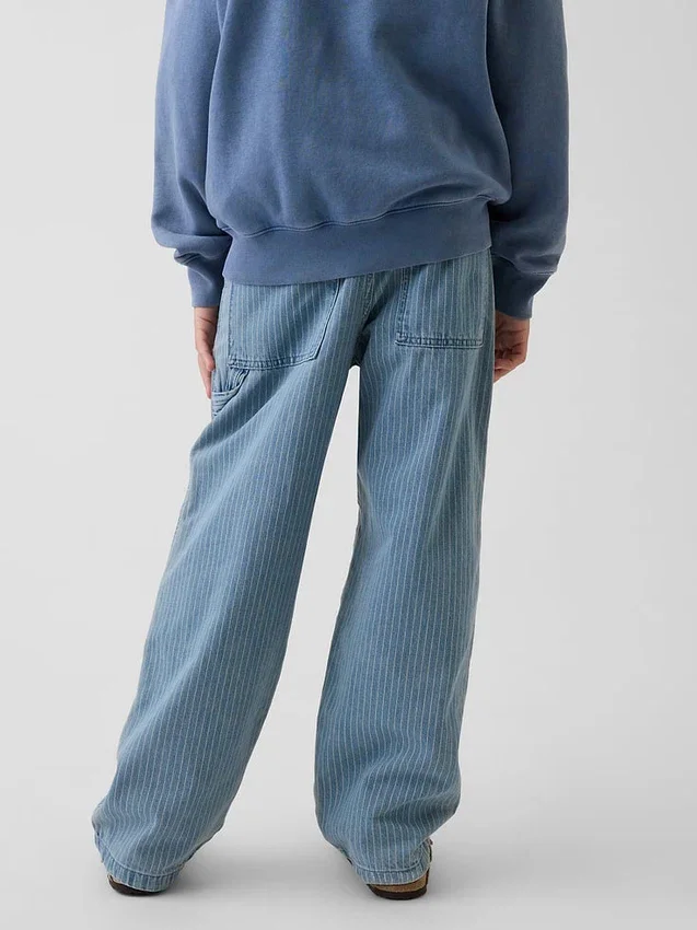 Kinder-Carpenter-Jeans im Baggy-Schnitt mit Streifen und doppelten Knieverstärkungen