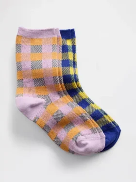 Kinder-Crew-Socken im Karomuster (2er-Pack)