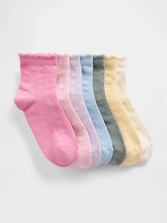 Kinder-Crew-Socken mit Rüschen (7er-Pack)