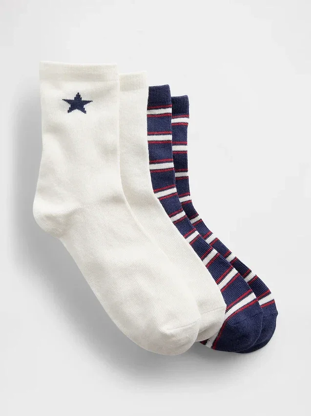Kinder-Crew-Socken mit Sternen (2er-Pack)