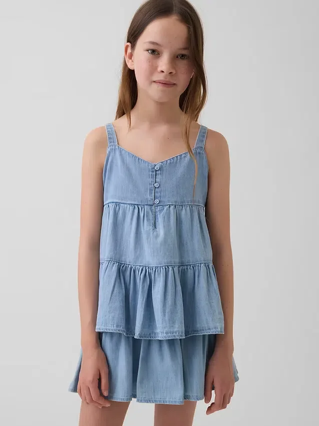 Kinder-Denim-Oberteil mit Stufenschnitt