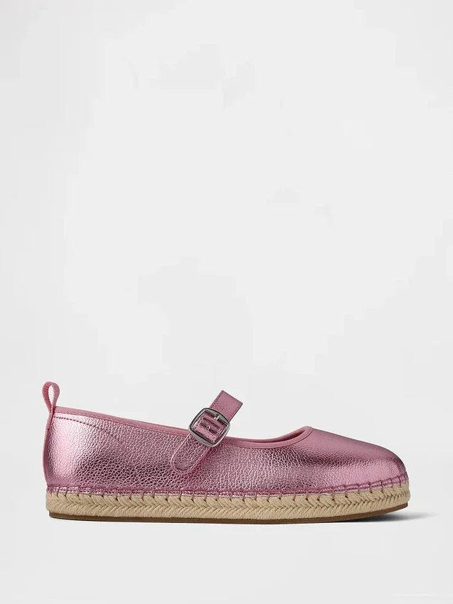 Kinder-Espadrilles im Mary-Jane-Stil mit Metallic-Optik