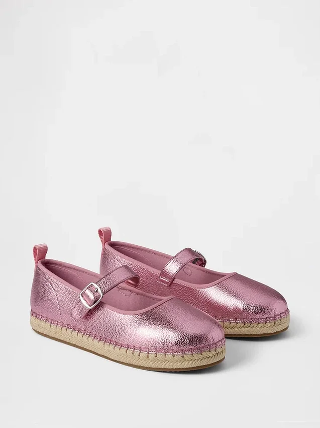Kinder-Espadrilles im Mary-Jane-Stil mit Metallic-Optik