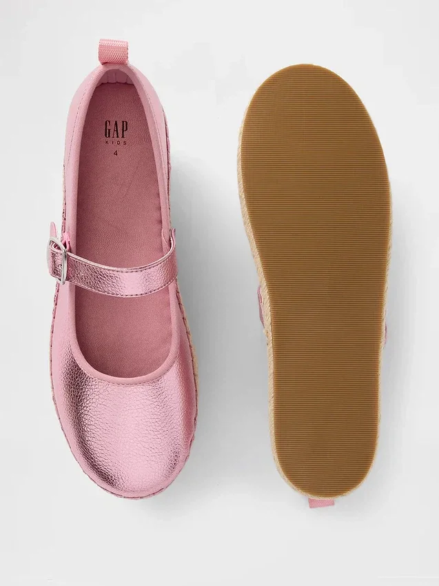 Kinder-Espadrilles im Mary-Jane-Stil mit Metallic-Optik