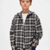 Kinder-Flanellhemd mit Kapuze aus Bio-Baumwolle