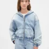 Kinder-Hoodie aus Strick-Denim mit Reißverschluss