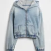 Kinder-Hoodie aus Strick-Denim mit Reißverschluss