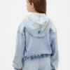 Kinder-Hoodie aus Strick-Denim mit Reißverschluss