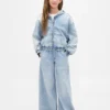 Kinder-Hoodie aus Strick-Denim mit Reißverschluss