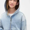 Kinder-Hoodie aus Strick-Denim mit Reißverschluss