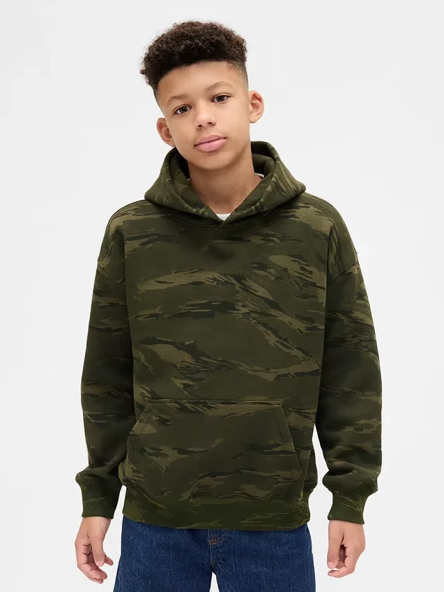 Kinder-Hoodie mit lockerer Passform und Camouflage-Muster