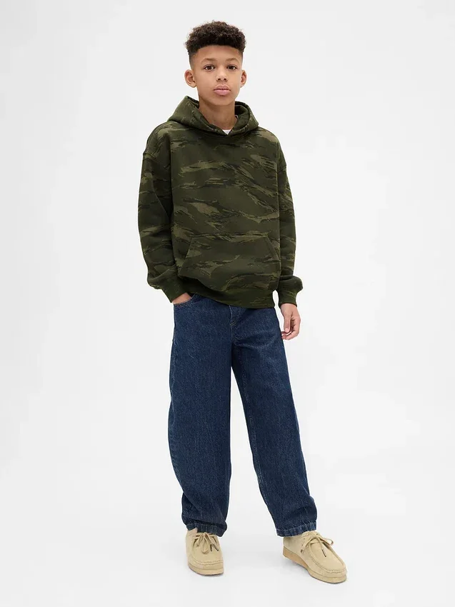 Kinder-Hoodie mit lockerer Passform und Camouflage-Muster